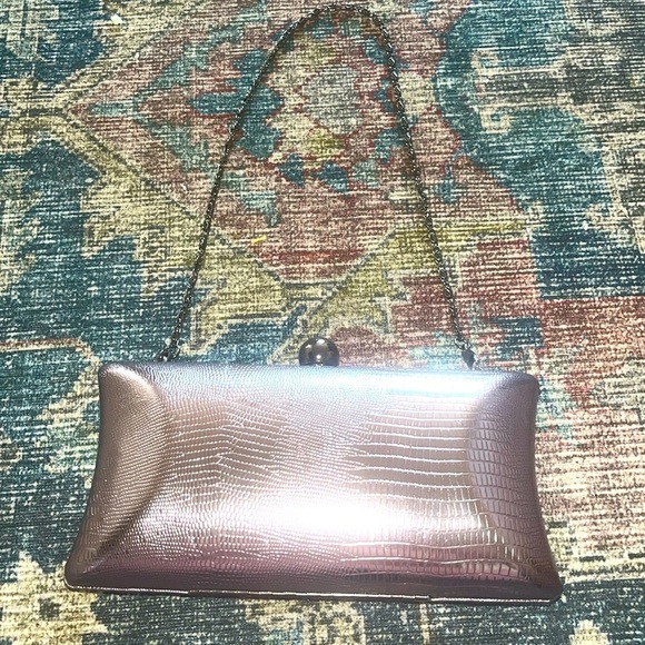 JNB Handbags - VTG mid century modern Hard Case Clutch Formal wristlet Rose Glam Old Hollywood